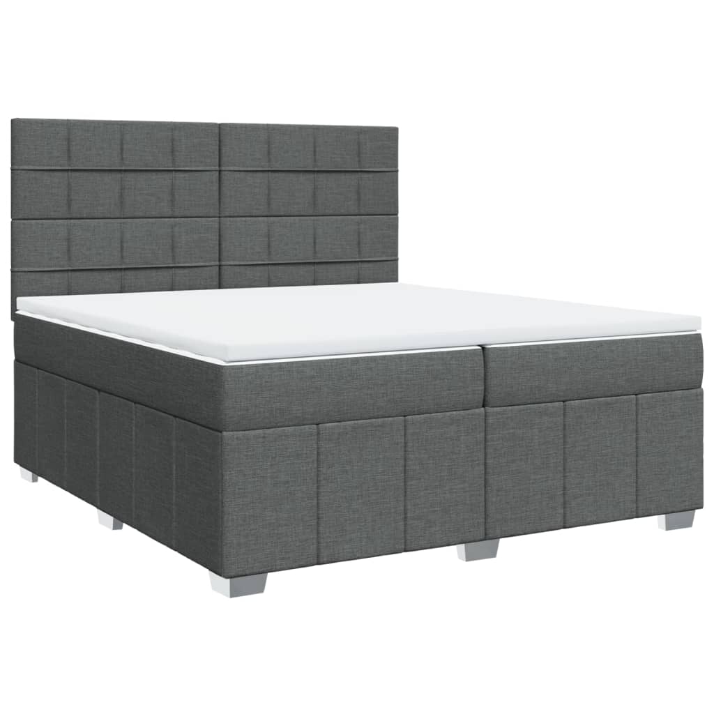 Sommier à lattes de lit avec matelas Gris foncé 200x200cm Tissu - XIOS