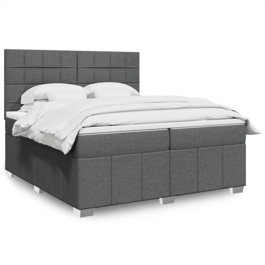Sommier à lattes de lit avec matelas Gris foncé 200x200cm Tissu - XIOS