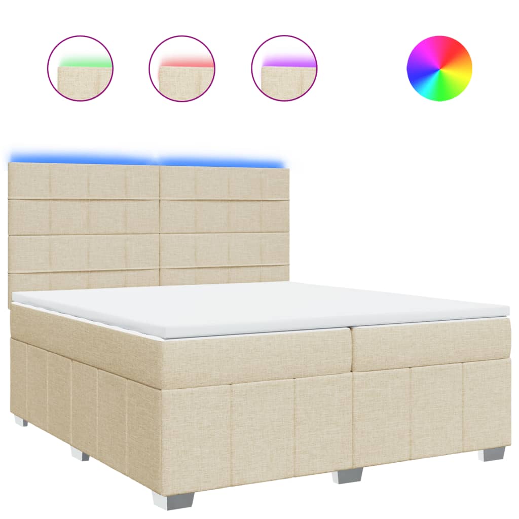 Sommier à lattes de lit avec matelas Crème 200x200 cm Tissu - XIOS