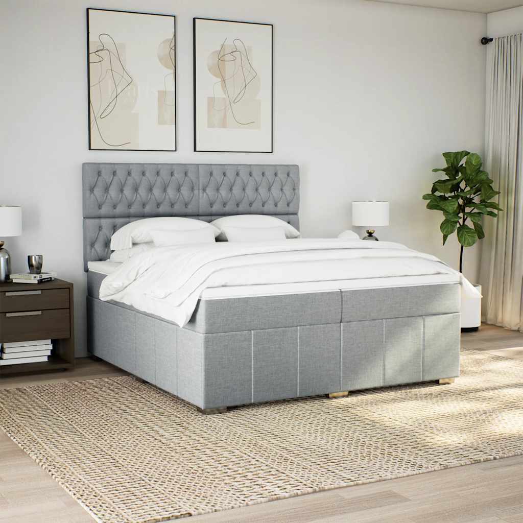 Sommier à lattes de lit avec matelas Gris clair 200x200cm Tissu - XIOS