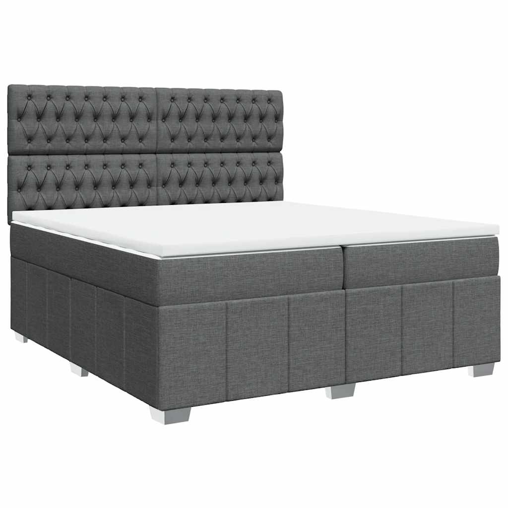 Sommier à lattes de lit avec matelas Gris foncé 200x200cm Tissu - XIOS