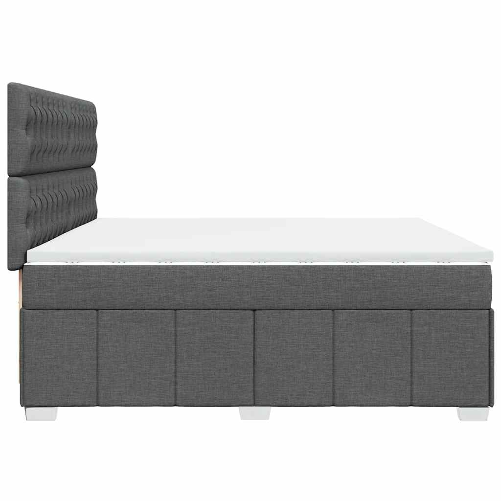 Sommier à lattes de lit avec matelas Gris foncé 200x200cm Tissu - XIOS