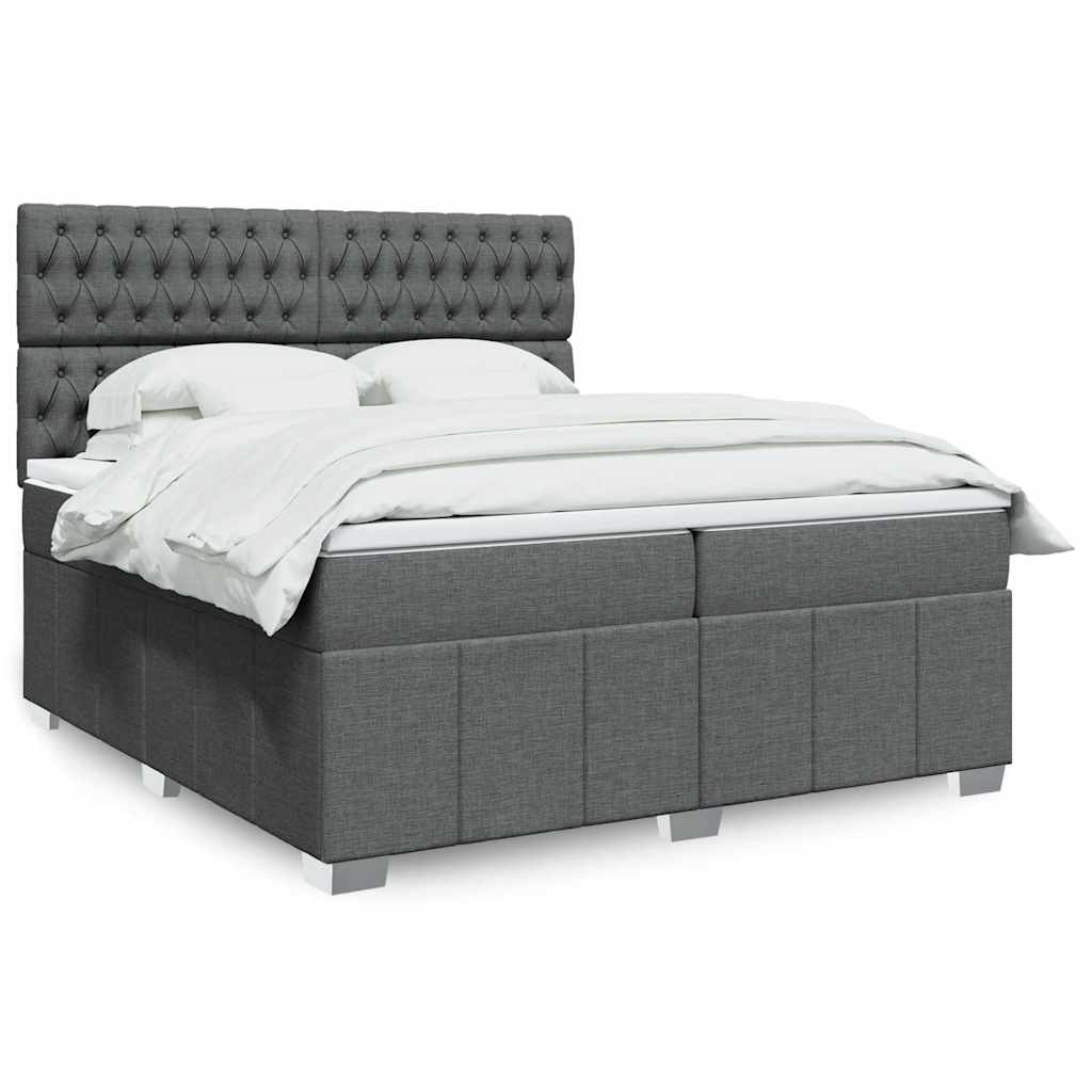 Sommier à lattes de lit avec matelas Gris foncé 200x200cm Tissu - XIOS