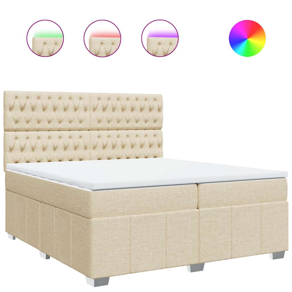Sommier à lattes de lit avec matelas Crème 200x200 cm Tissu - XIOS