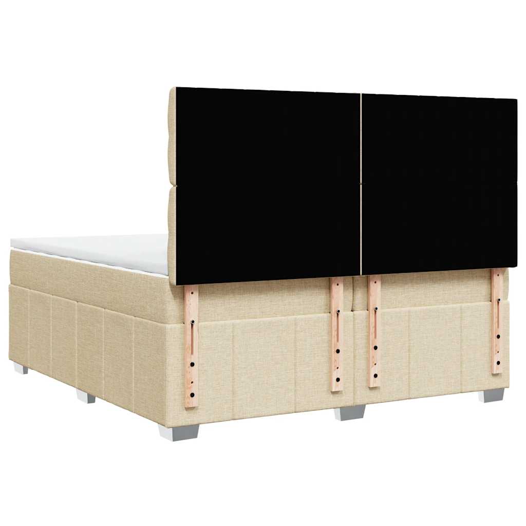 Sommier à lattes de lit avec matelas Crème 200x200 cm Tissu - XIOS