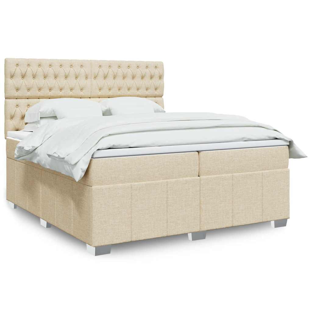 Sommier à lattes de lit avec matelas Crème 200x200 cm Tissu - XIOS