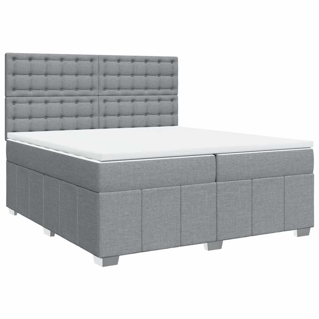 Sommier à lattes de lit avec matelas Gris clair 200x200cm Tissu - XIOS