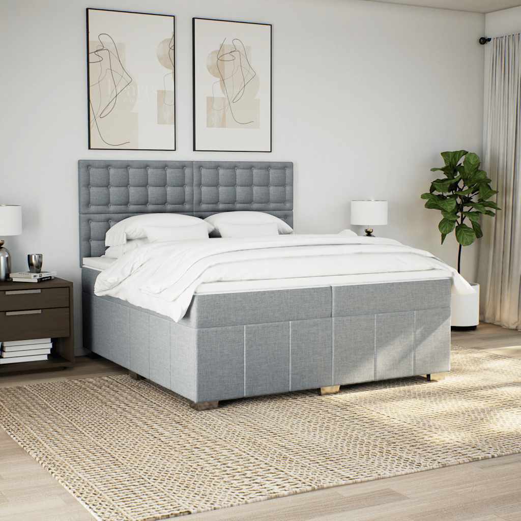 Sommier à lattes de lit avec matelas Gris clair 200x200cm Tissu - XIOS