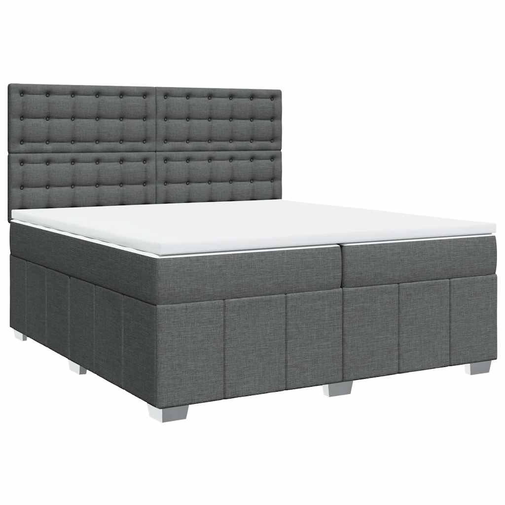 Sommier à lattes de lit avec matelas Gris foncé 200x200cm Tissu - XIOS