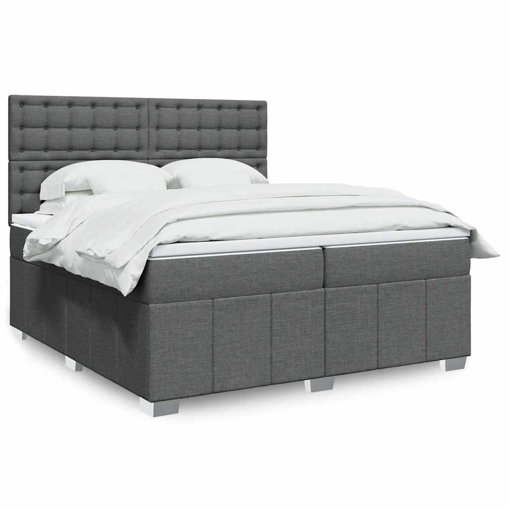 Sommier à lattes de lit avec matelas Gris foncé 200x200cm Tissu - XIOS