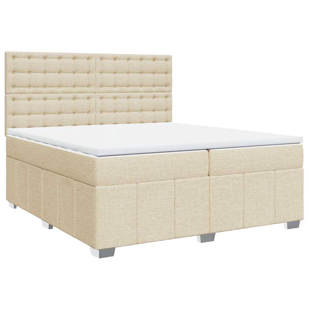 Sommier à lattes de lit avec matelas Crème 200x200 cm Tissu - XIOS