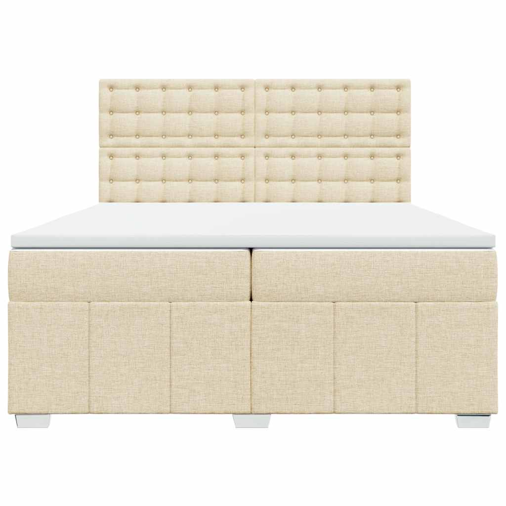 Sommier à lattes de lit avec matelas Crème 200x200 cm Tissu - XIOS
