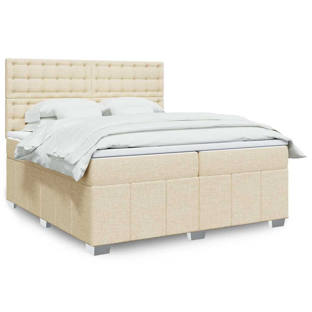 Sommier à lattes de lit avec matelas Crème 200x200 cm Tissu - XIOS