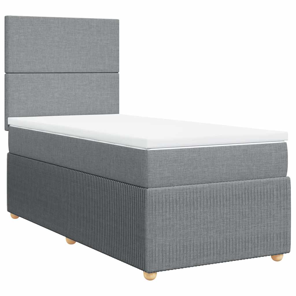 Sommier à lattes de lit avec matelas gris clair 80x200 cm tissu - XIOS