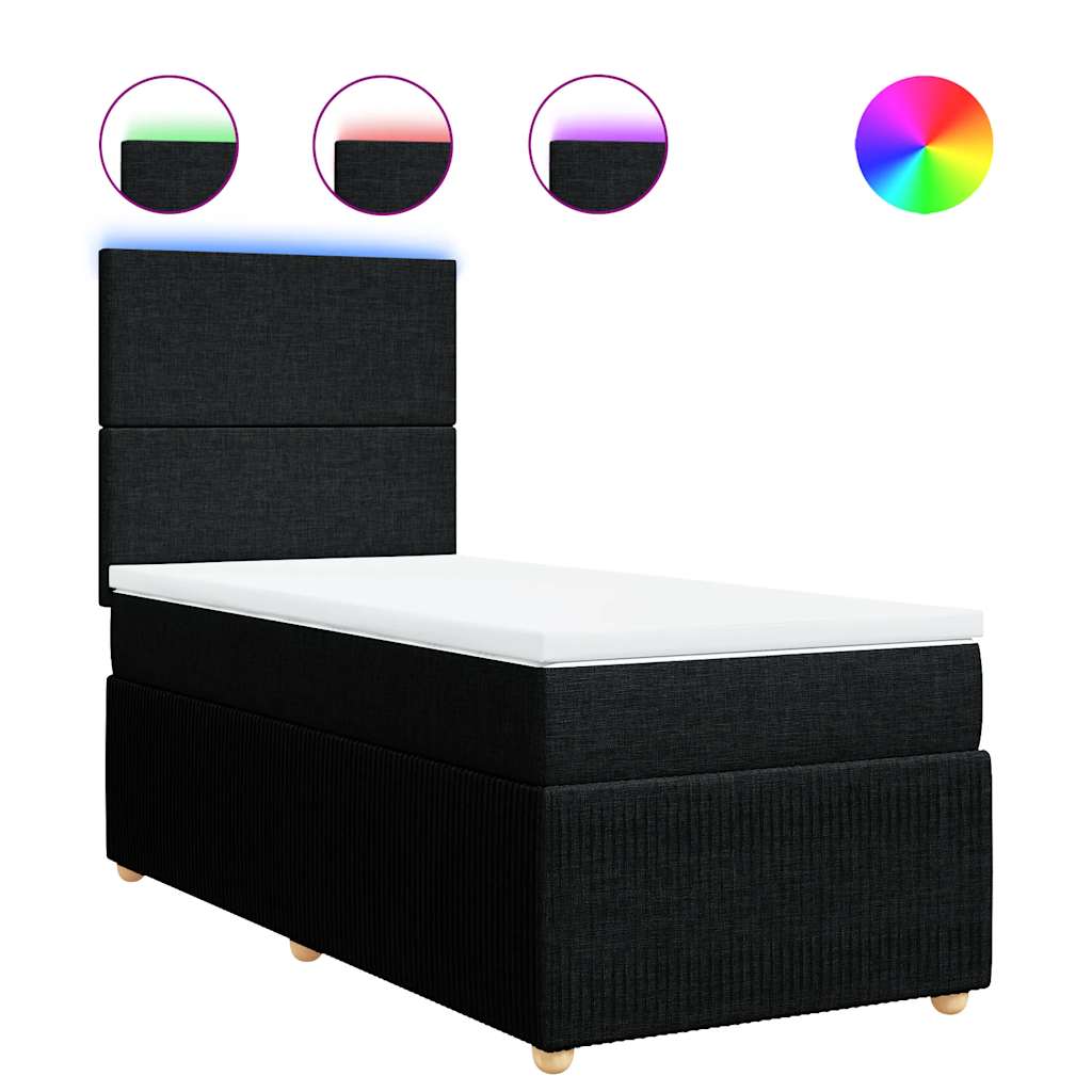 Sommier à lattes de lit et matelas Noir 80x200 cm Tissu - XIOS