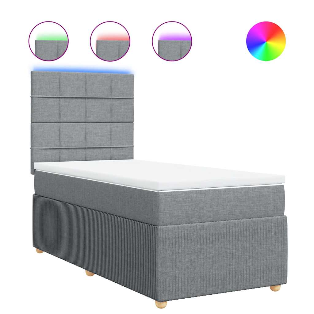 Sommier à lattes de lit avec matelas gris clair 80x200 cm tissu - XIOS