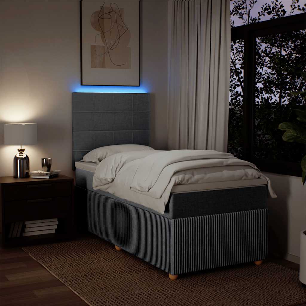 Sommier à lattes de lit avec matelas gris clair 80x200 cm tissu - XIOS