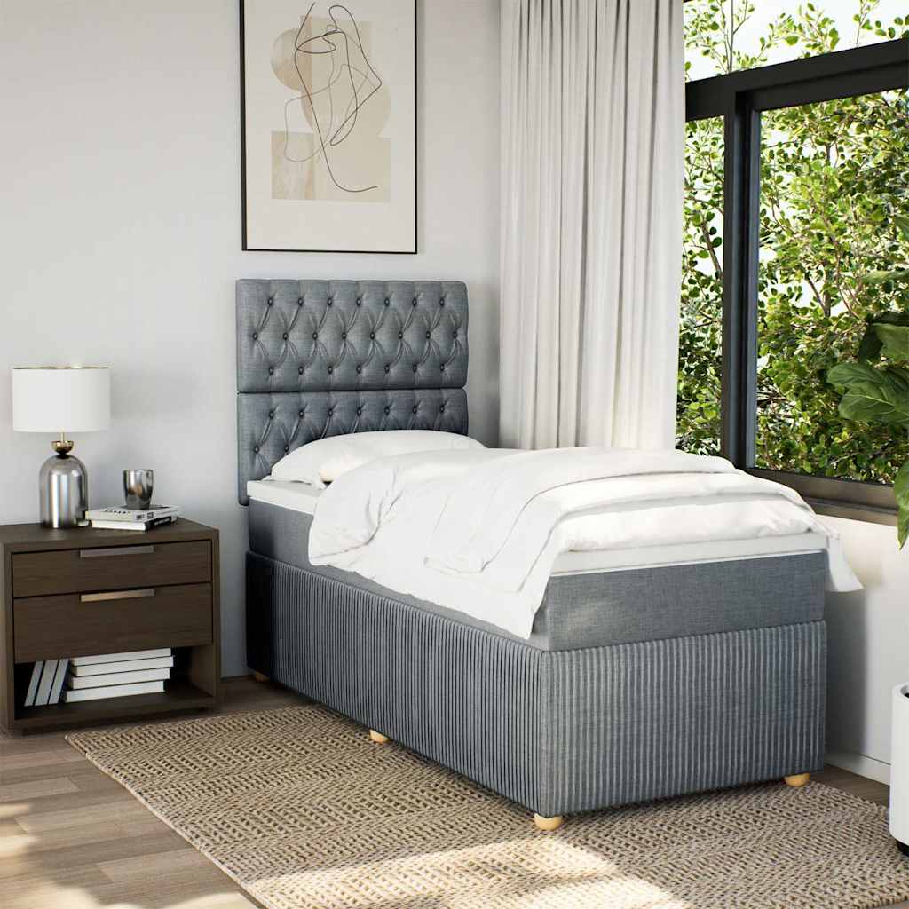 Sommier à lattes de lit avec matelas gris clair 80x200 cm tissu - XIOS