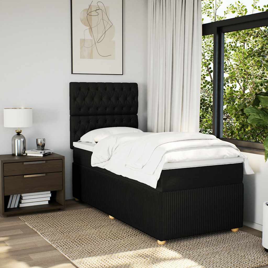 Sommier à lattes de lit et matelas Noir 80x200 cm Tissu - XIOS