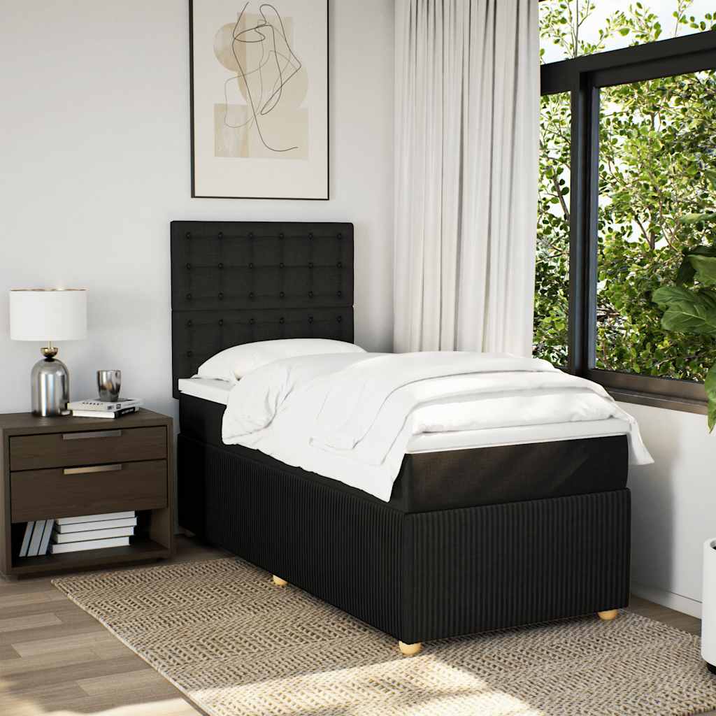 Sommier à lattes de lit et matelas Noir 80x200 cm Tissu - XIOS