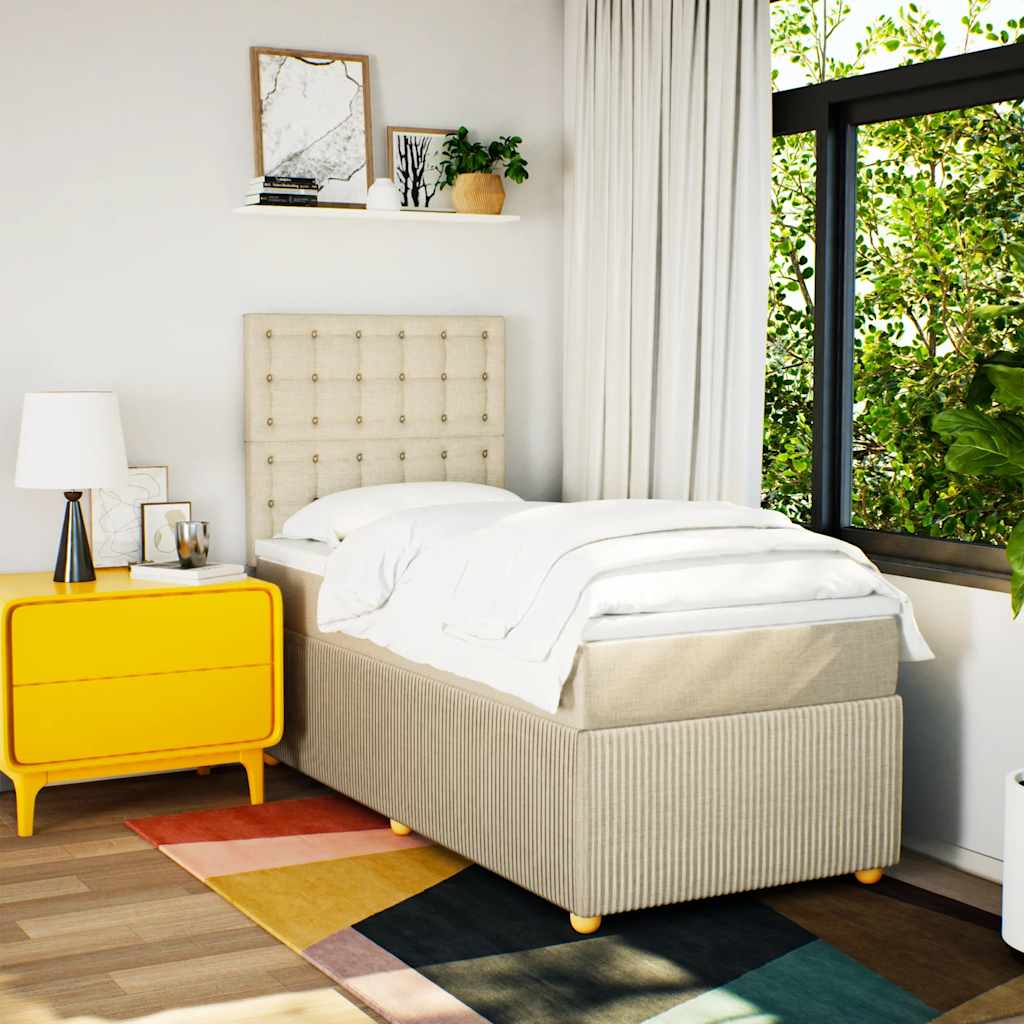 Sommier à lattes de lit avec matelas Crème 80x200 cm Tissu - XIOS
