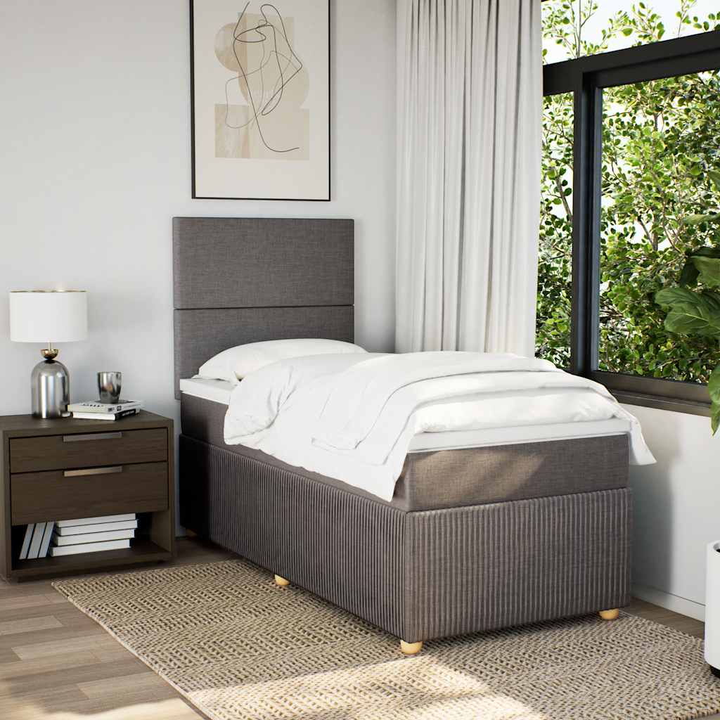 Sommier à lattes de lit avec matelas Taupe 90x190 cm Tissu - XIOS