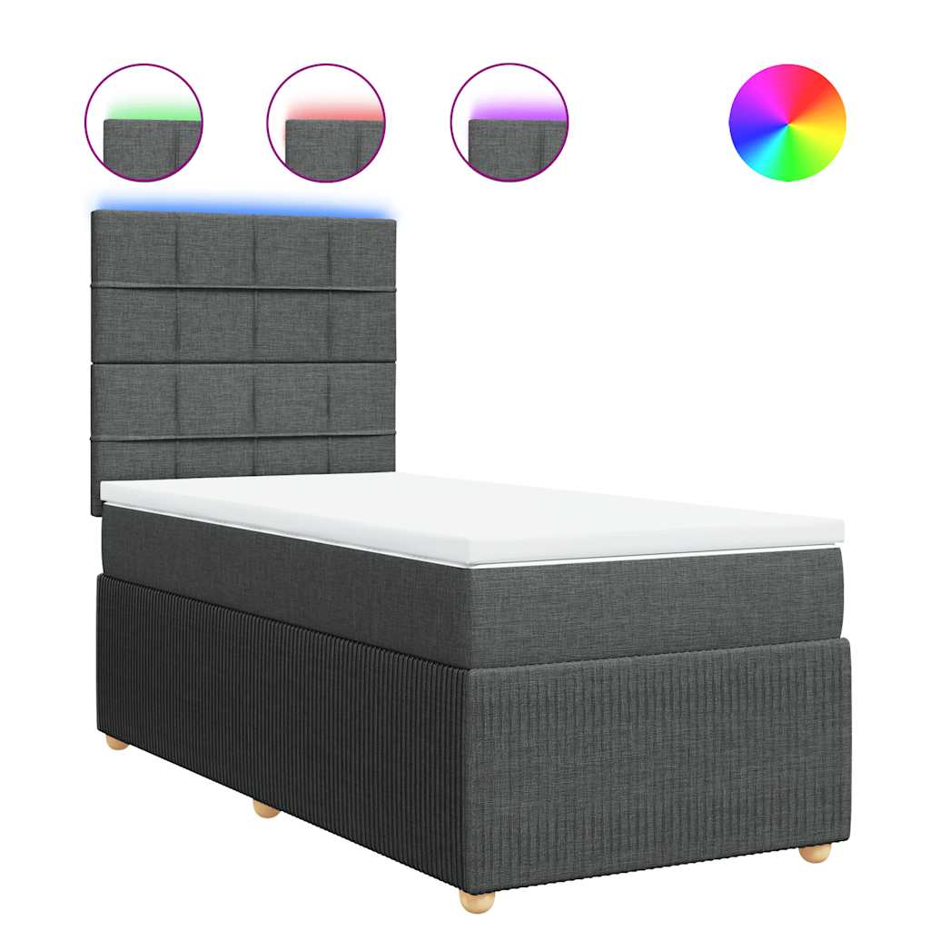 Sommier à lattes de lit et matelas Gris foncé 90x190 cm Tissu - XIOS