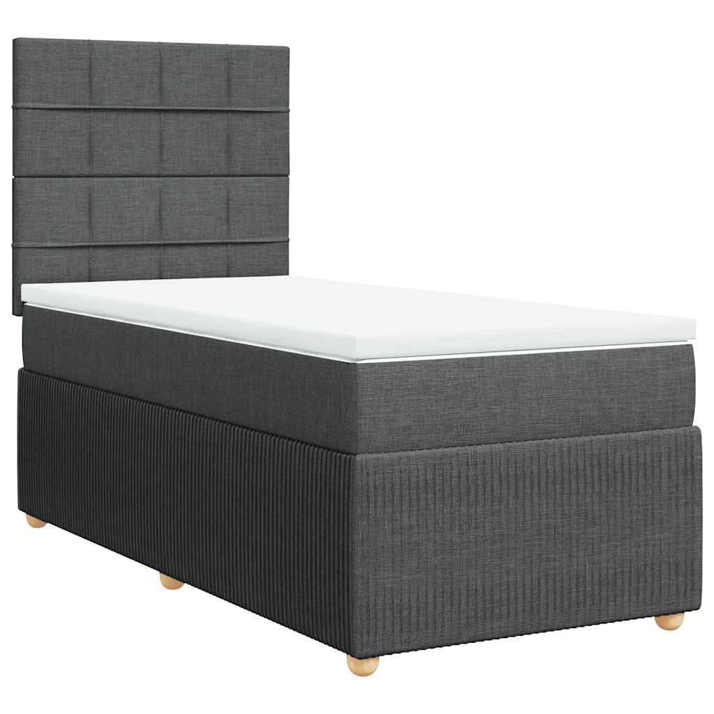 Sommier à lattes de lit et matelas Gris foncé 90x190 cm Tissu - XIOS