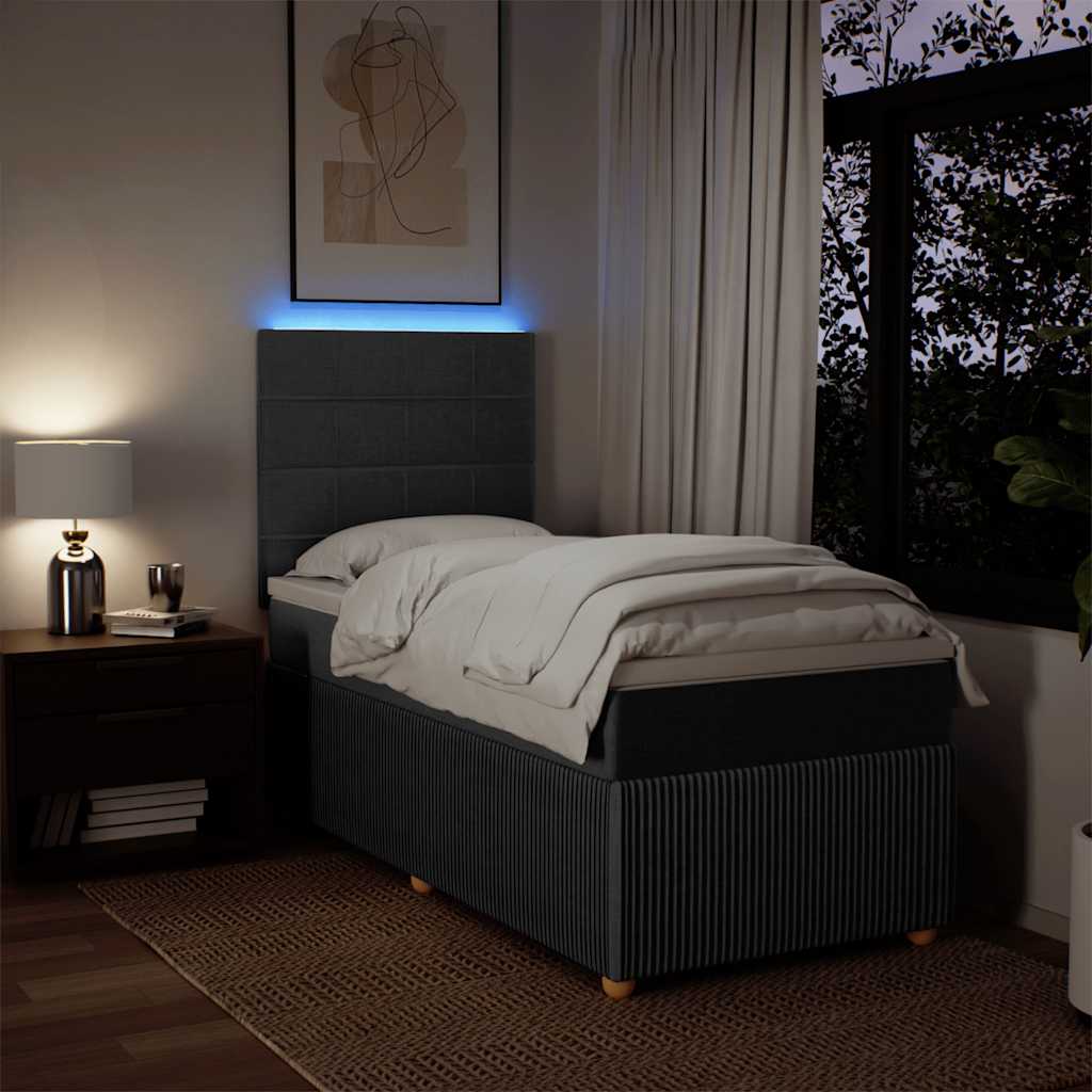 Sommier à lattes de lit et matelas Gris foncé 90x190 cm Tissu - XIOS