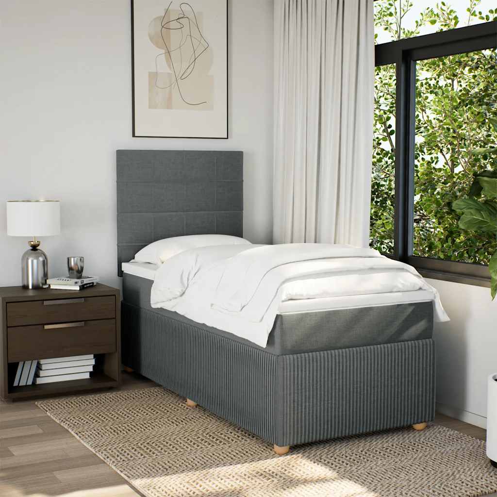 Sommier à lattes de lit et matelas Gris foncé 90x190 cm Tissu - XIOS