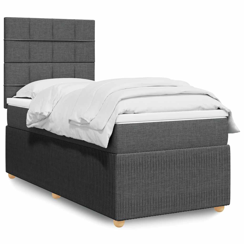 Sommier à lattes de lit et matelas Gris foncé 90x190 cm Tissu - XIOS