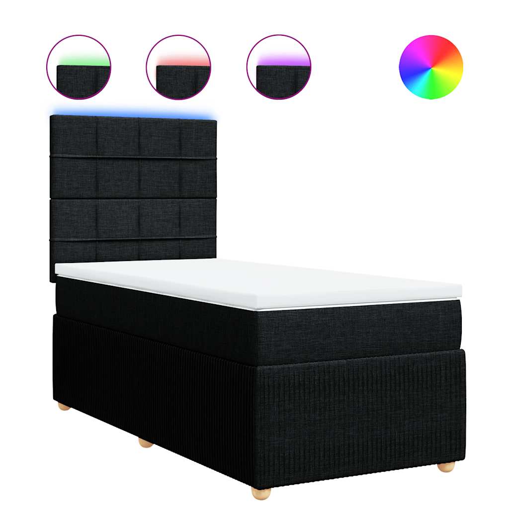 Sommier à lattes de lit avec matelas Noir 90x190 cm Tissu - XIOS