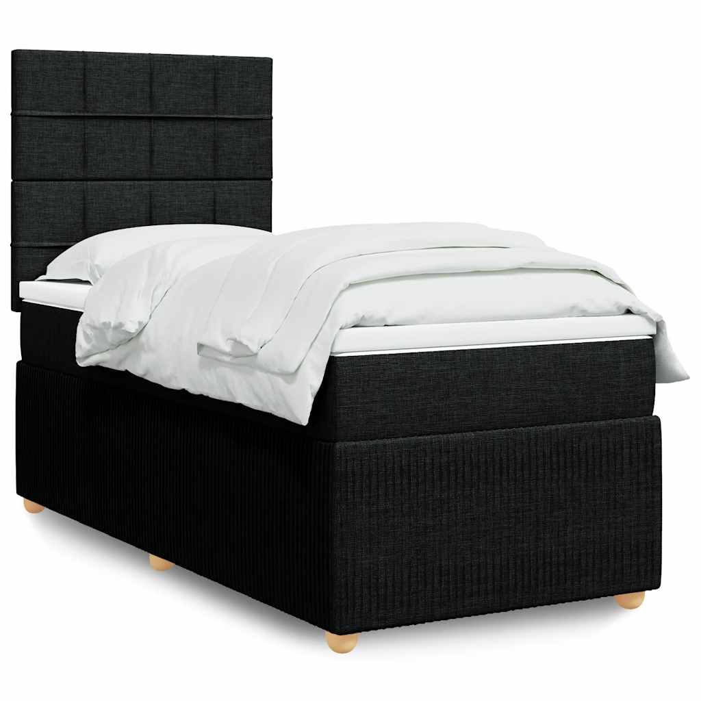 Sommier à lattes de lit avec matelas Noir 90x190 cm Tissu - XIOS