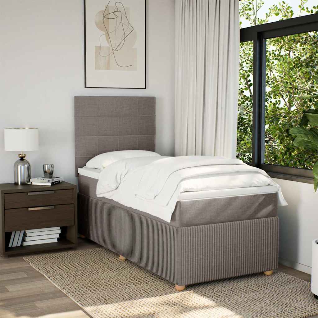 Sommier à lattes de lit avec matelas Taupe 90x190 cm Tissu - XIOS