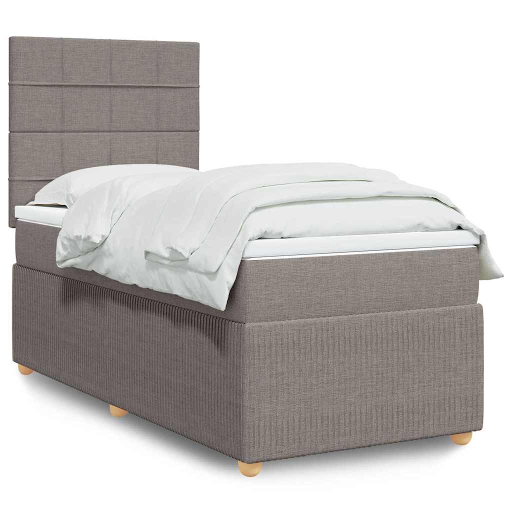 Sommier à lattes de lit avec matelas Taupe 90x190 cm Tissu - XIOS