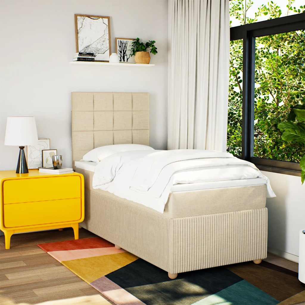 Sommier à lattes de lit et matelas Crème 90x190 cm Tissu - XIOS