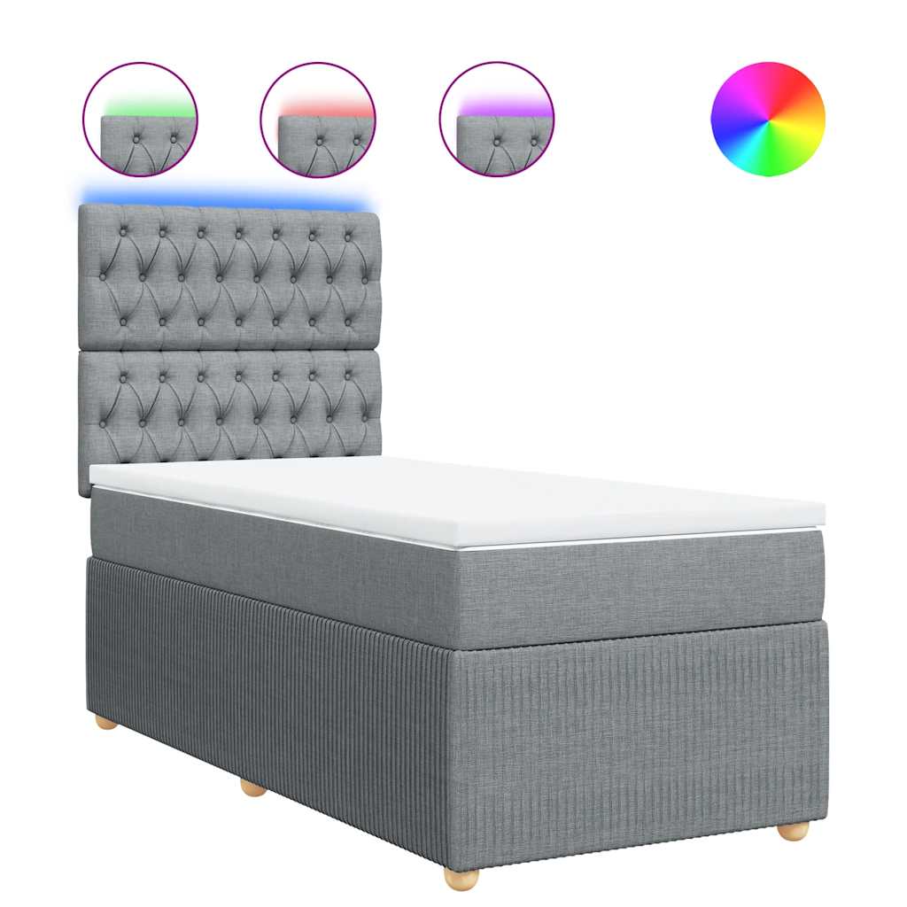 Sommier à lattes de lit et matelas Gris clair 90x190 cm Tissu - XIOS