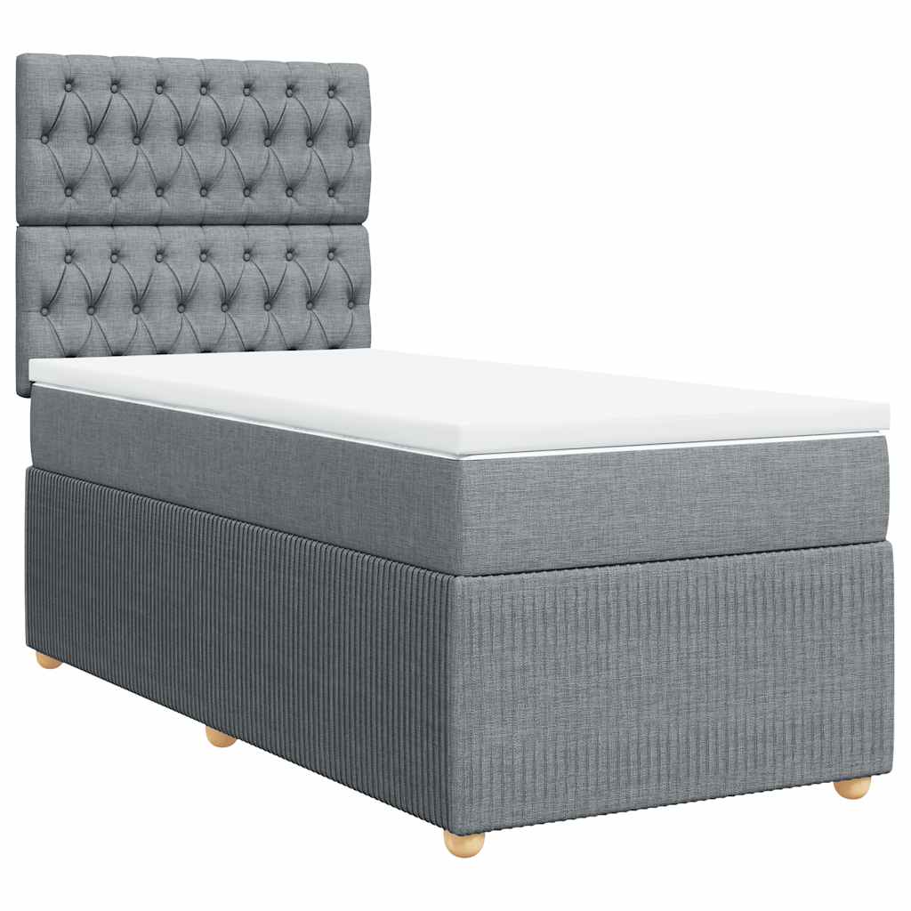 Sommier à lattes de lit et matelas Gris clair 90x190 cm Tissu - XIOS