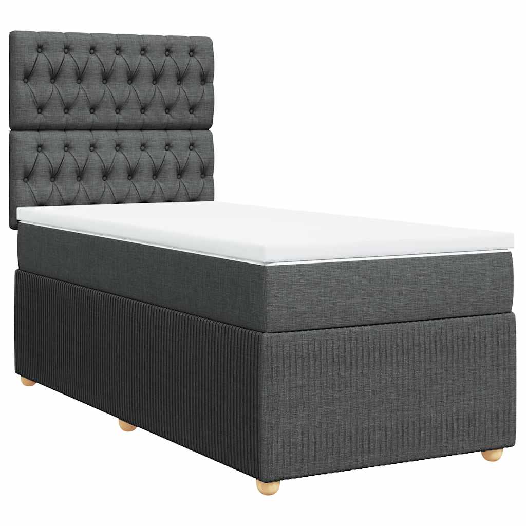 Sommier à lattes de lit et matelas Gris foncé 90x190 cm Tissu - XIOS