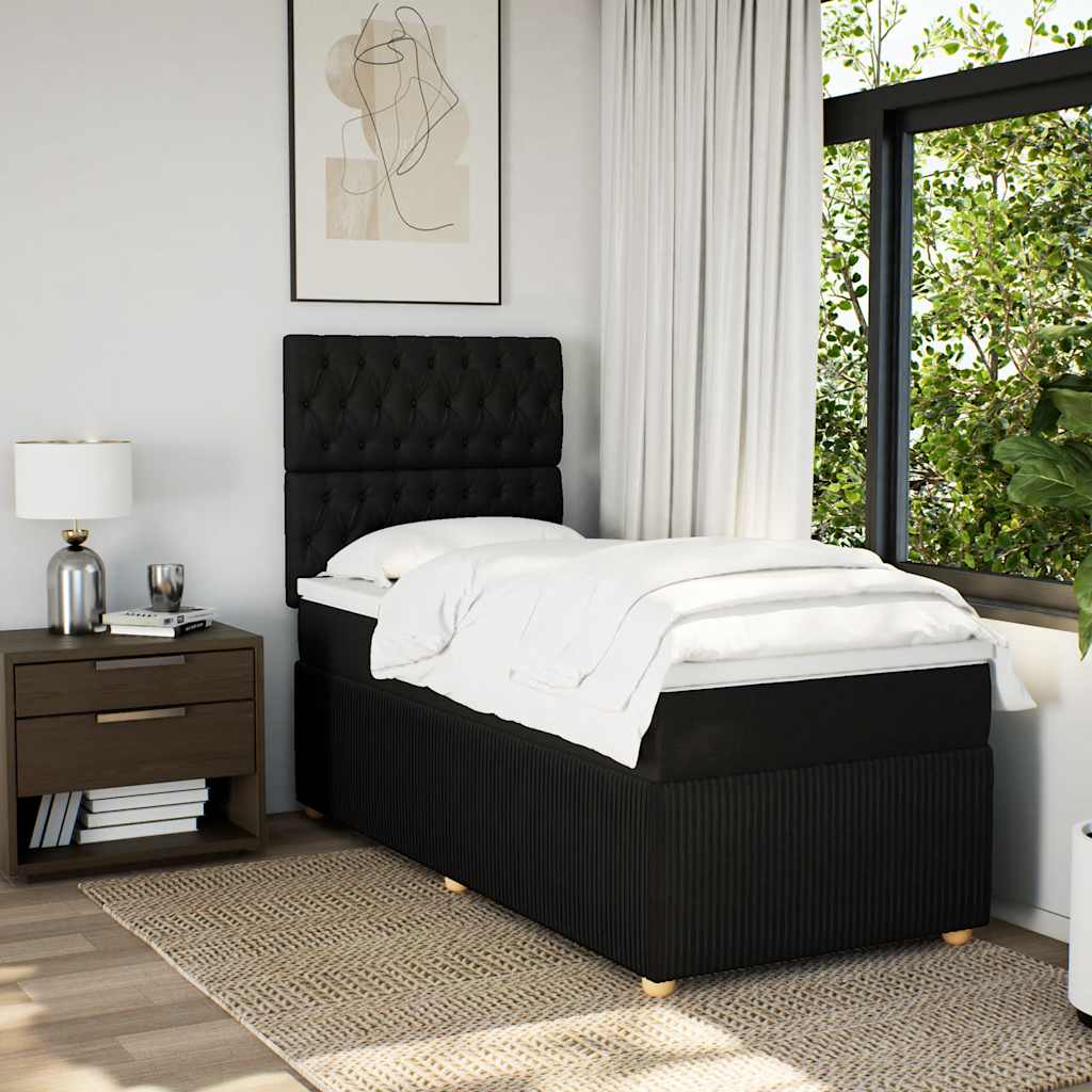 Sommier à lattes de lit avec matelas Noir 90x190 cm Tissu - XIOS