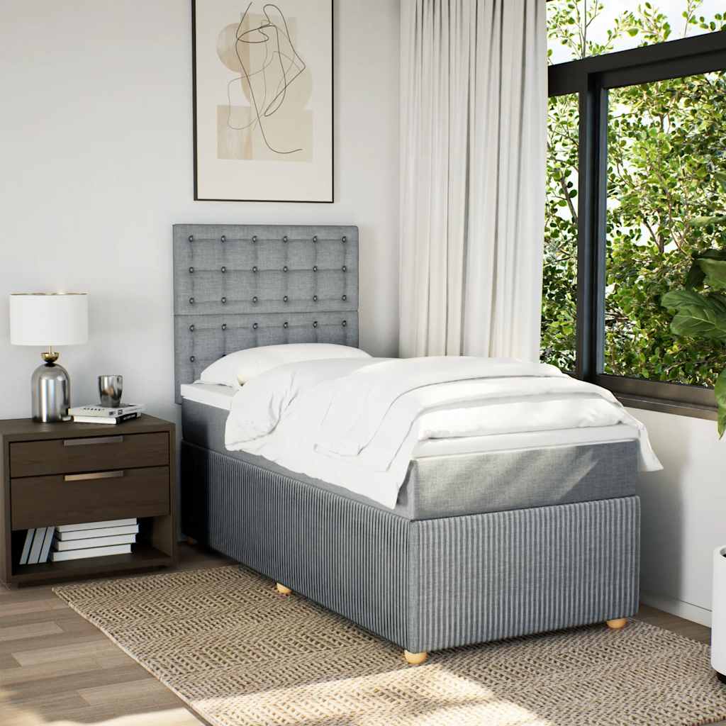 Sommier à lattes de lit et matelas Gris clair 90x190 cm Tissu - XIOS