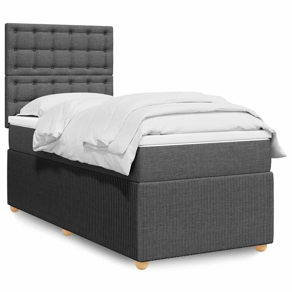 Sommier à lattes de lit et matelas Gris foncé 90x190 cm Tissu - XIOS