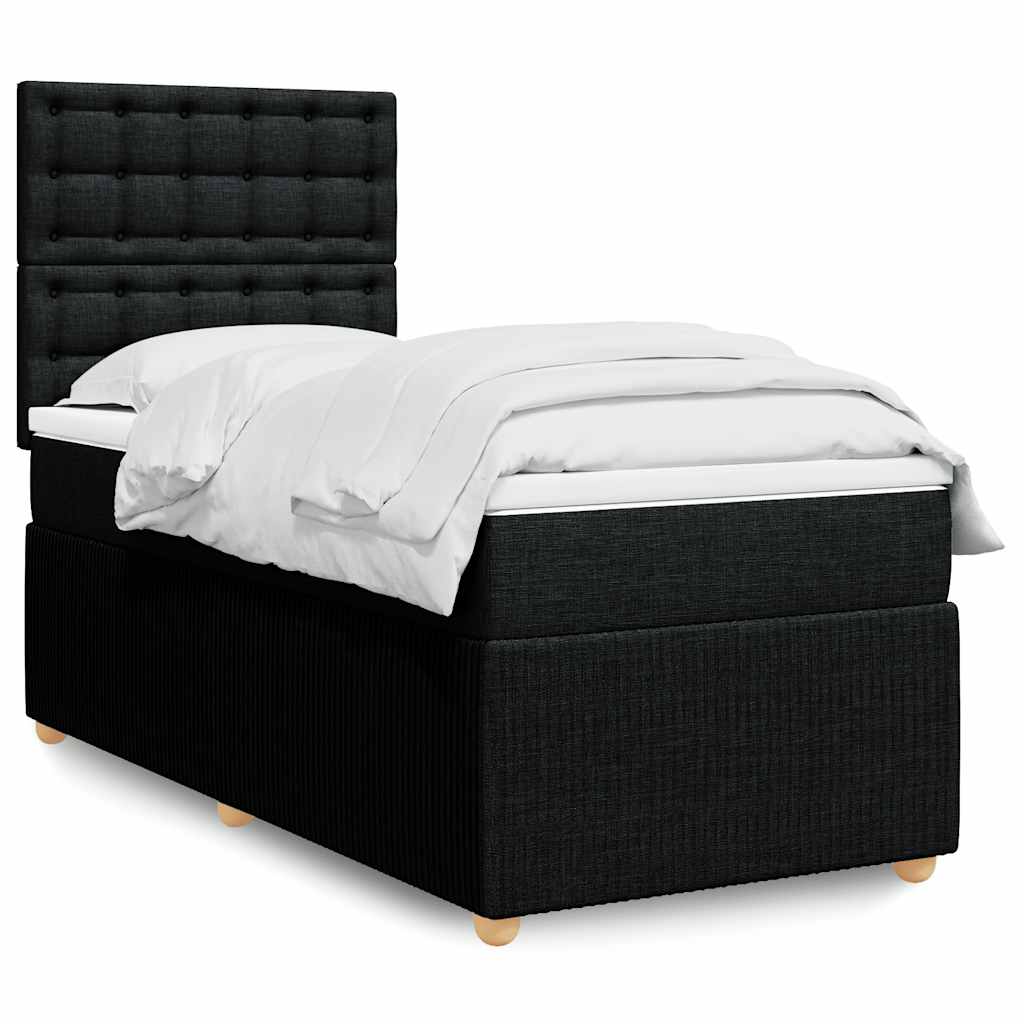 Sommier à lattes de lit avec matelas Noir 90x190 cm Tissu - XIOS