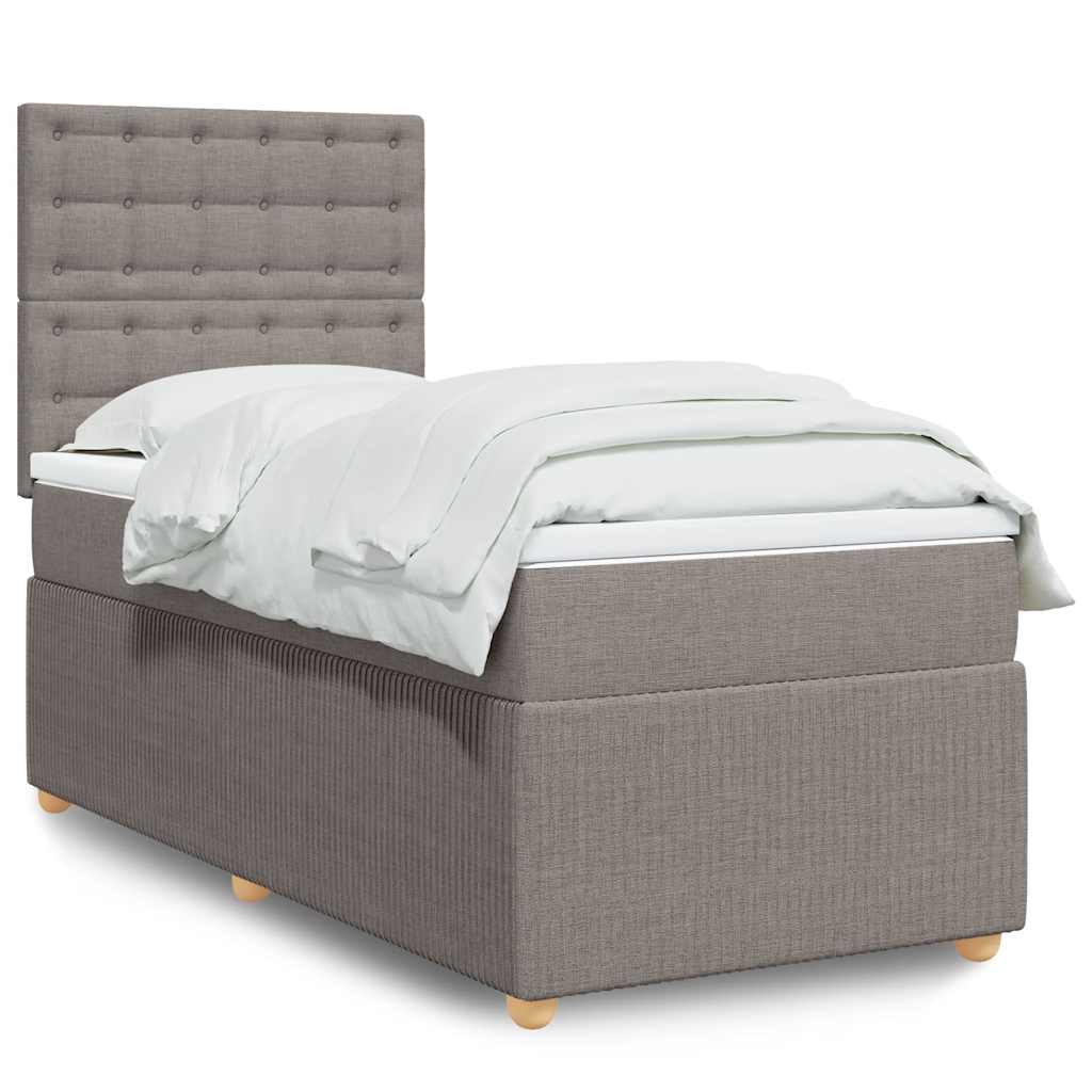 Sommier à lattes de lit avec matelas Taupe 90x190 cm Tissu - XIOS