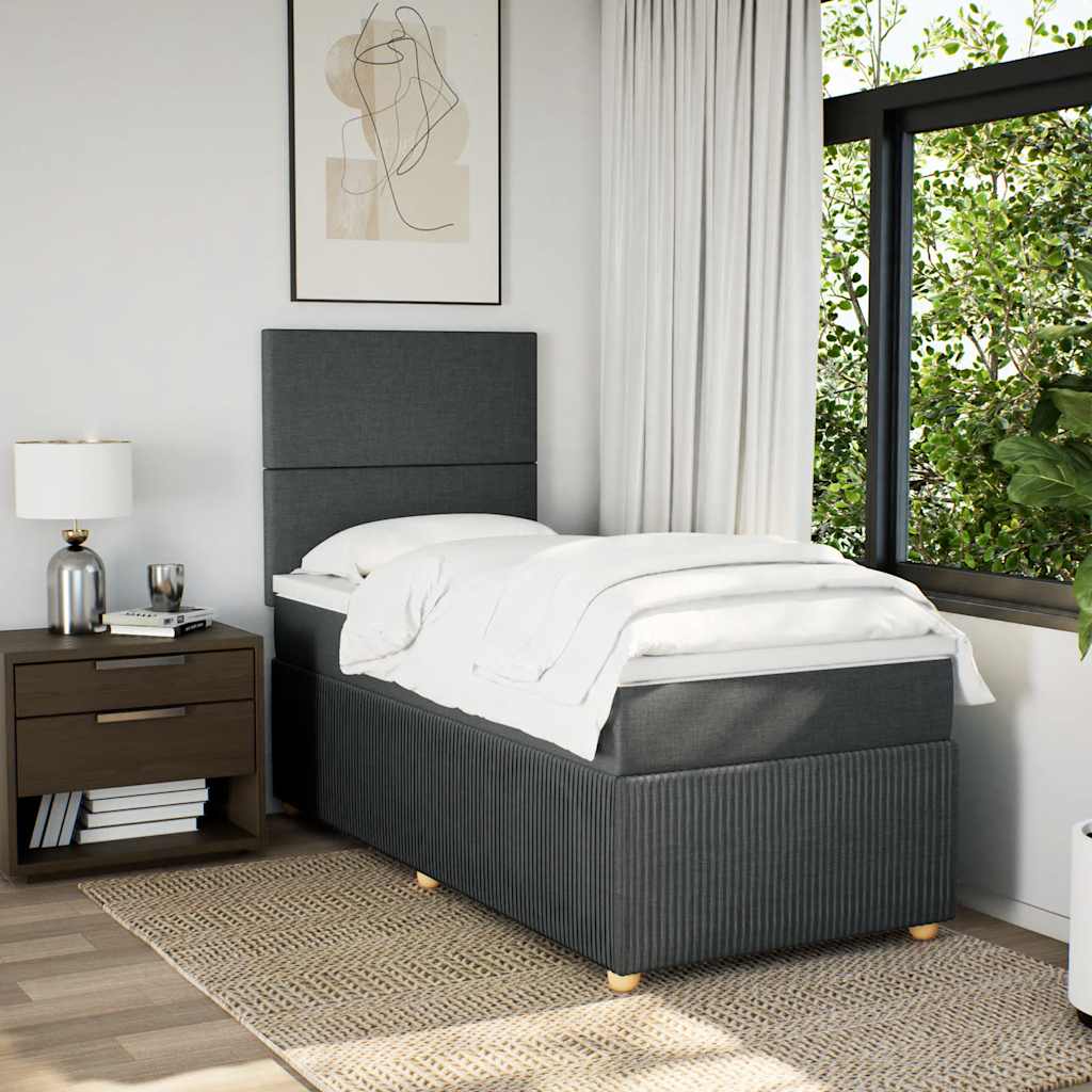 Sommier à lattes de lit avec matelas Gris foncé 90x200 cm Tissu - XIOS