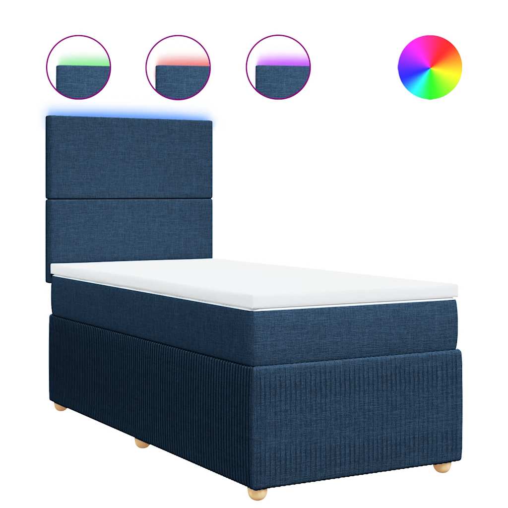 Sommier à lattes de lit avec matelas Bleu 90x200 cm Tissu - XIOS