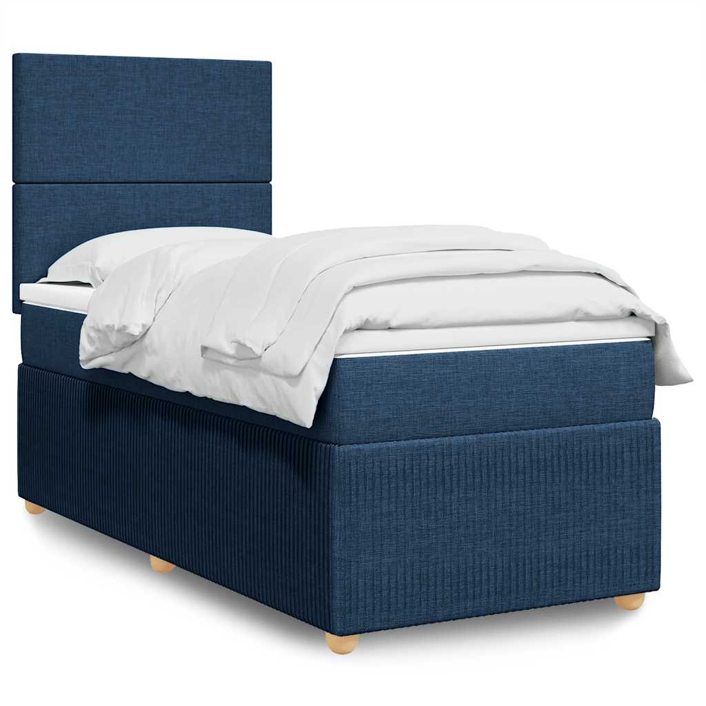 Sommier à lattes de lit avec matelas Bleu 90x200 cm Tissu - XIOS