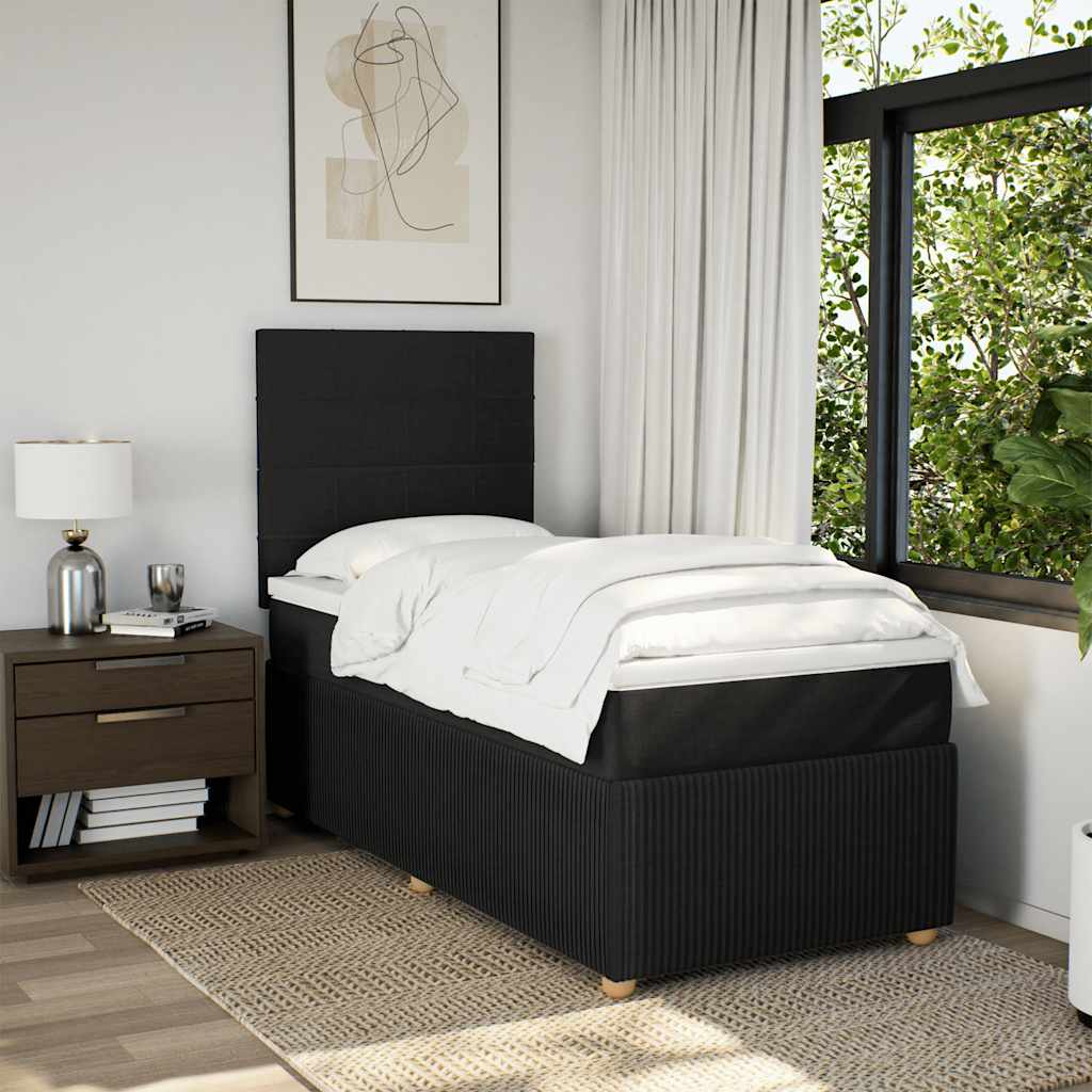 Sommier à lattes de lit avec matelas Noir 90x200 cm Tissu - XIOS