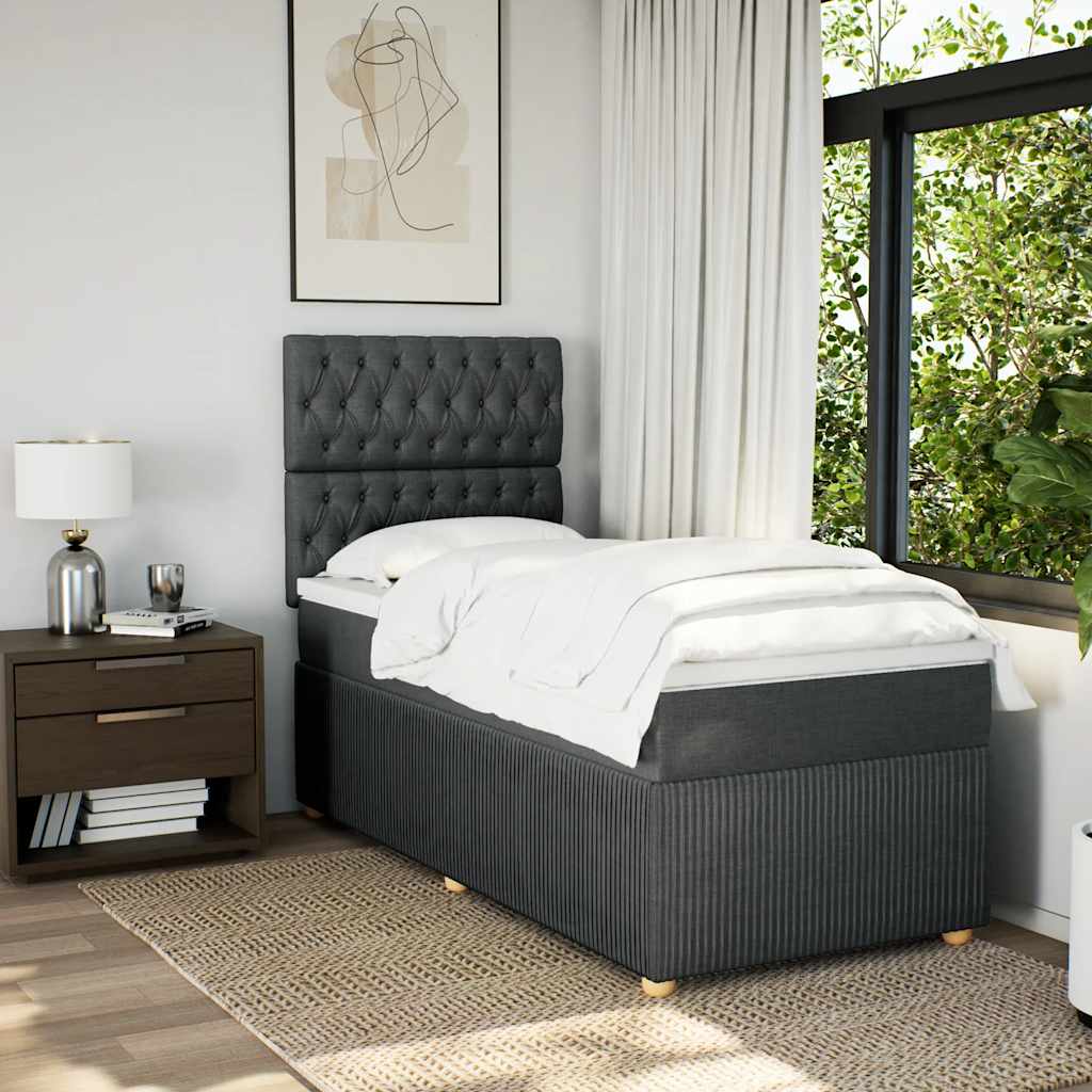 Sommier à lattes de lit avec matelas Gris foncé 90x200 cm Tissu - XIOS
