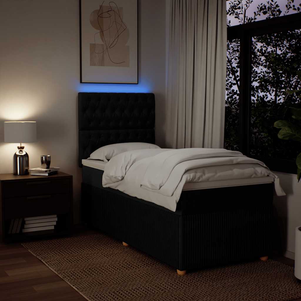 Sommier à lattes de lit avec matelas Noir 90x200 cm Tissu - XIOS